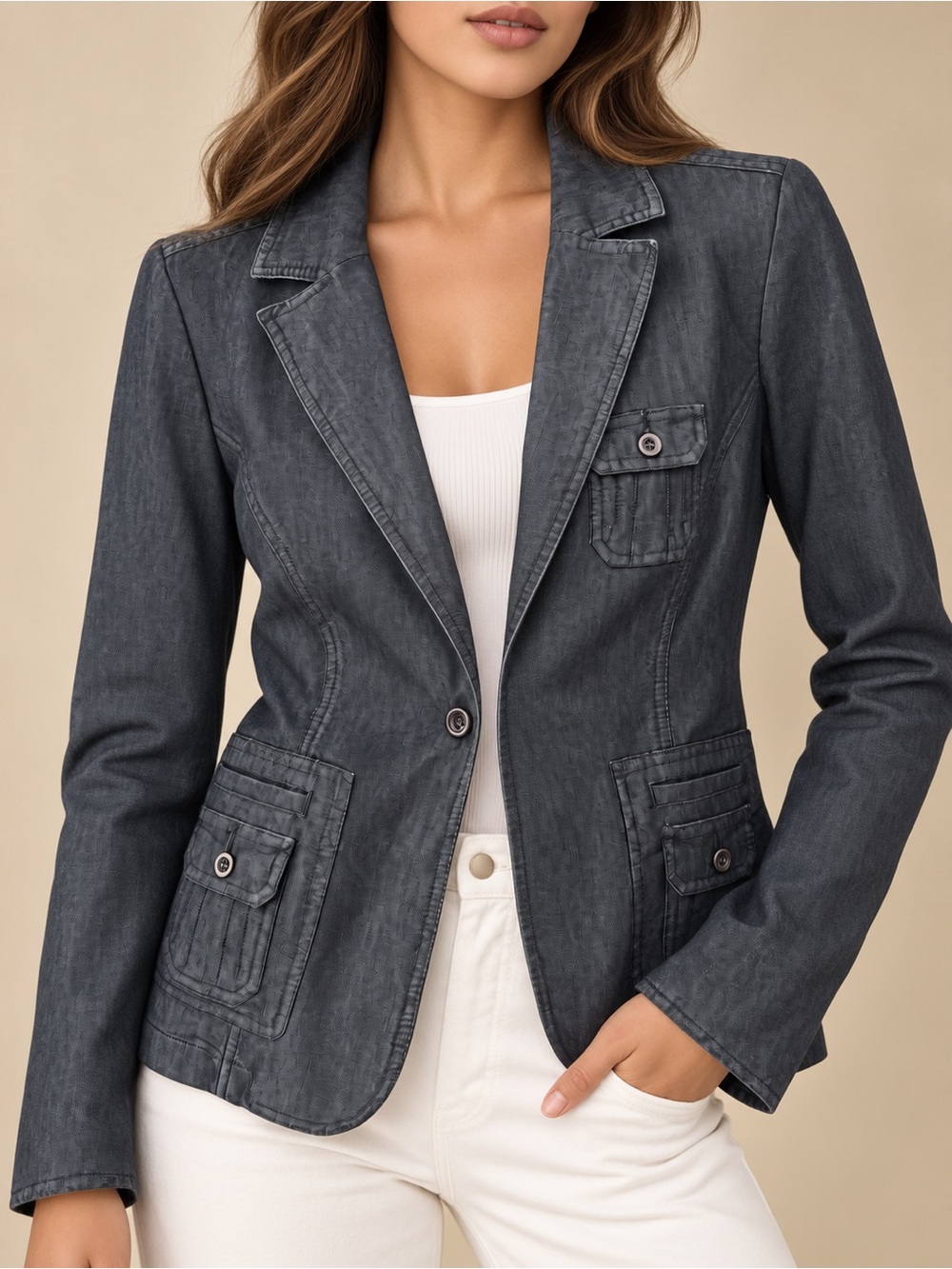 Apostrophe Charcoal Gray Denim Blazer ✨
